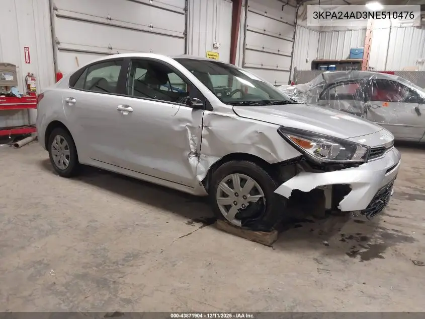 3KPA24AD3NE510476 2022 Kia Rio Lx