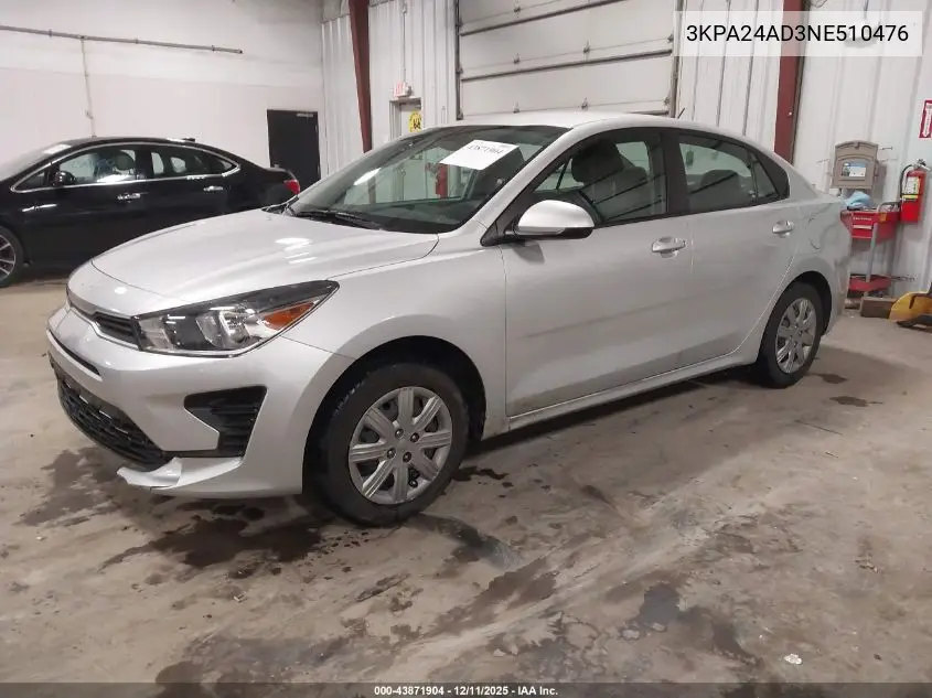 3KPA24AD3NE510476 2022 Kia Rio Lx