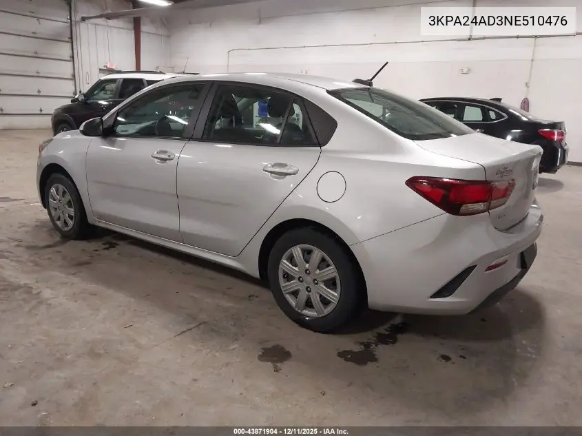 3KPA24AD3NE510476 2022 Kia Rio Lx