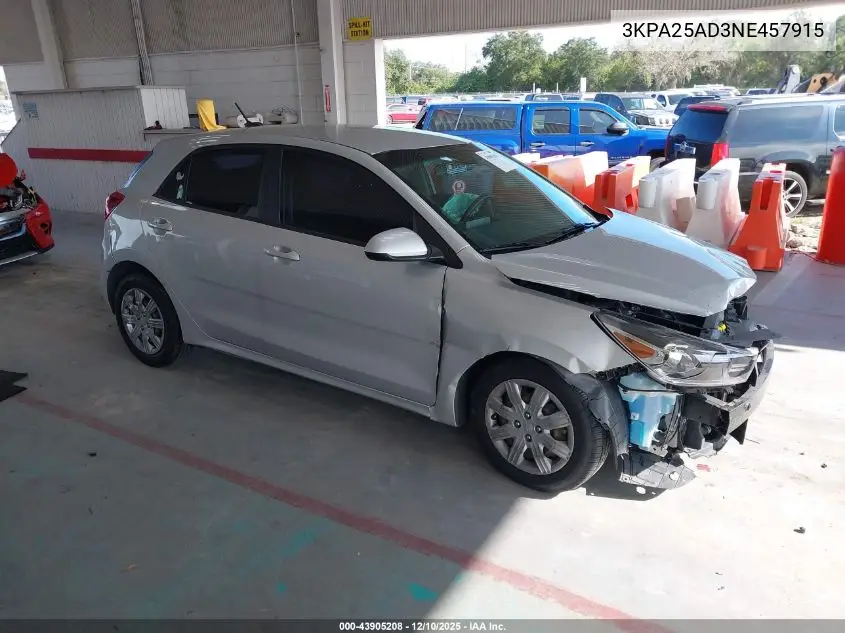 3KPA25AD3NE457915 2022 Kia Rio 5-Door S