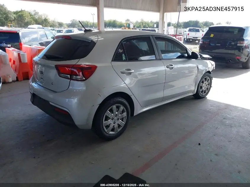 3KPA25AD3NE457915 2022 Kia Rio 5-Door S