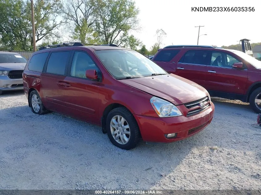 KNDMB233X66035356 2006 Kia Sedona Ex/Lx