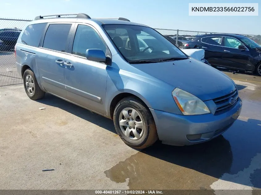 KNDMB233566022756 2006 Kia Sedona Ex/Lx