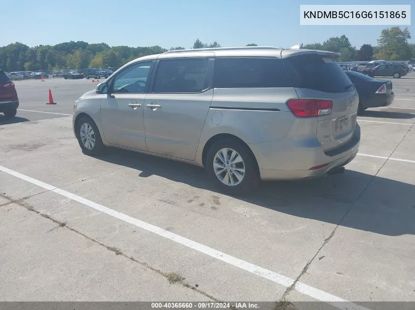 KNDMB5C16G6151865 2016 Kia Sedona Lx