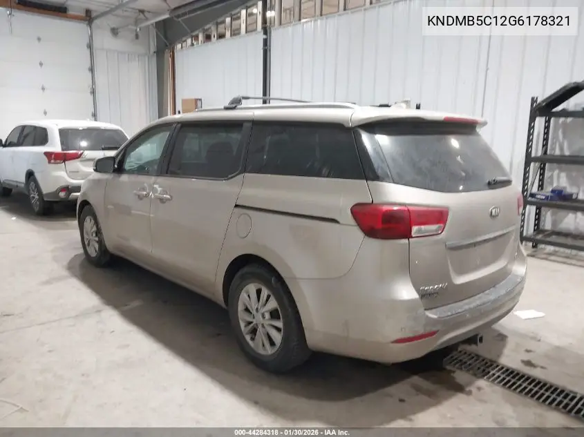 KNDMB5C12G6178321 2016 Kia Sedona Lx