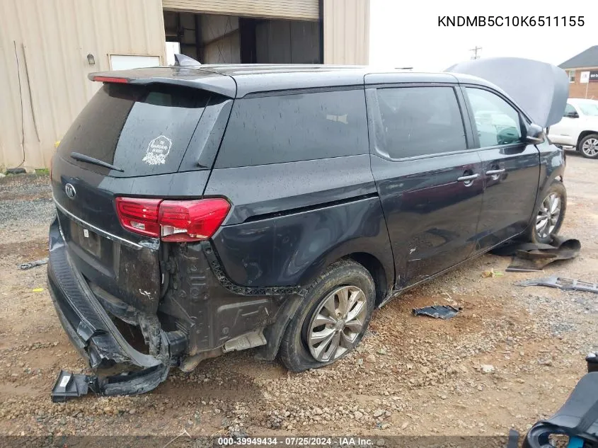 KNDMB5C10K6511155 2019 Kia Sedona Lx