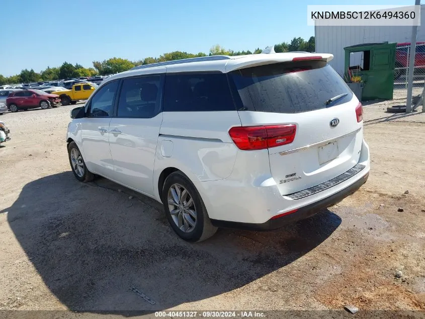 KNDMB5C12K6494360 2019 Kia Sedona Ex