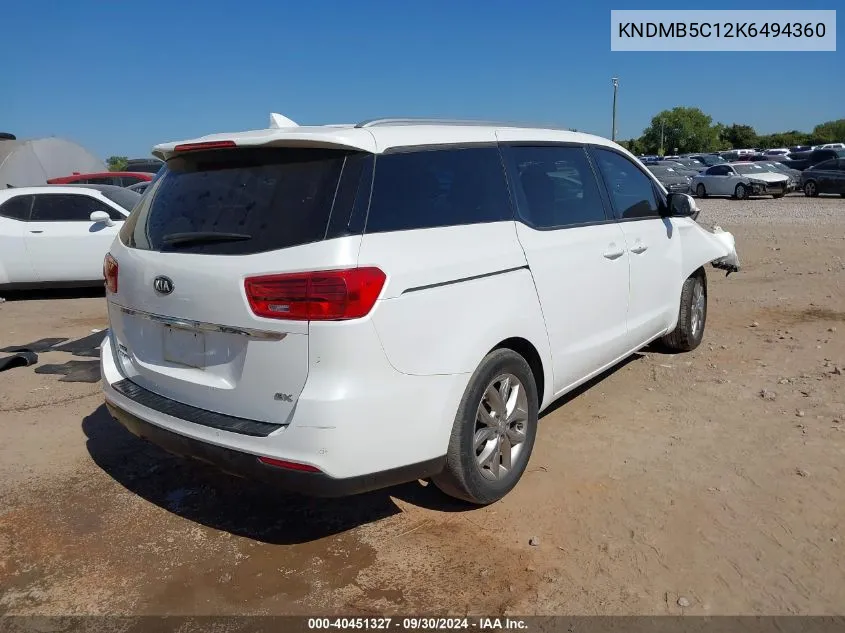 KNDMB5C12K6494360 2019 Kia Sedona Ex