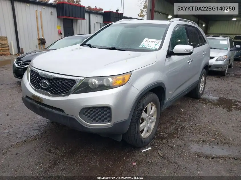 5XYKTDA22BG140250 2011 Kia Sorento Lx V6