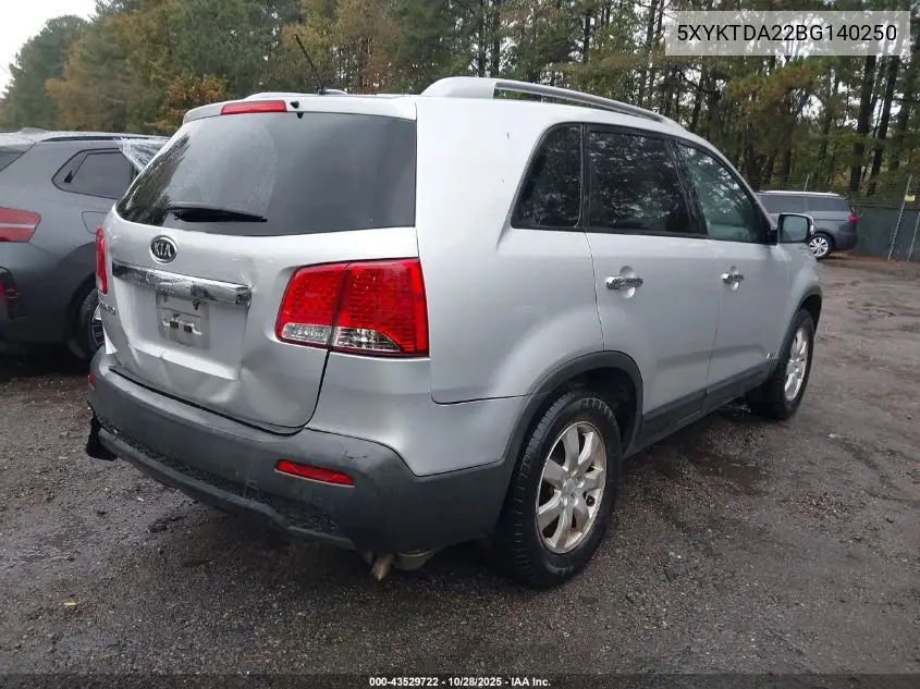 5XYKTDA22BG140250 2011 Kia Sorento Lx V6
