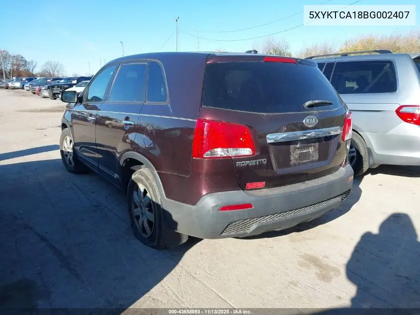 5XYKTCA18BG002407 2011 Kia Sorento Lx