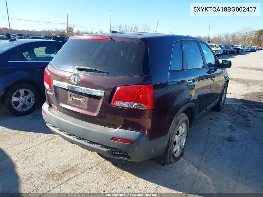 5XYKTCA18BG002407 2011 Kia Sorento Lx