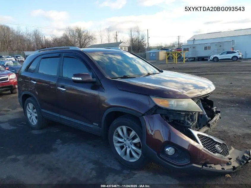 5XYKTDA20BG093543 2011 Kia Sorento Lx V6