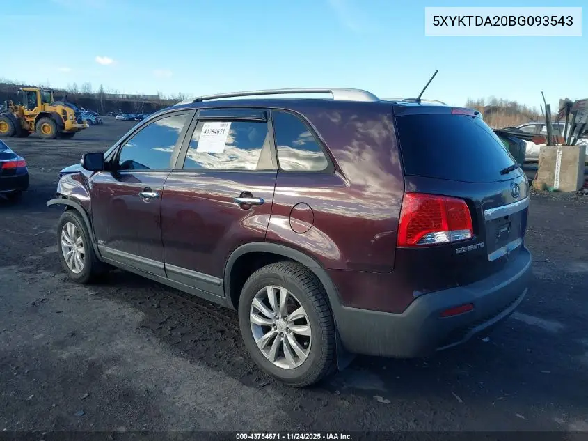 5XYKTDA20BG093543 2011 Kia Sorento Lx V6