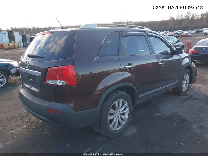 5XYKTDA20BG093543 2011 Kia Sorento Lx V6