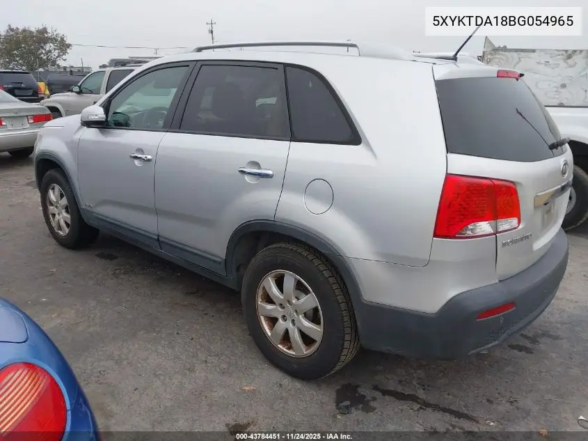 5XYKTDA18BG054965 2011 Kia Sorento Lx