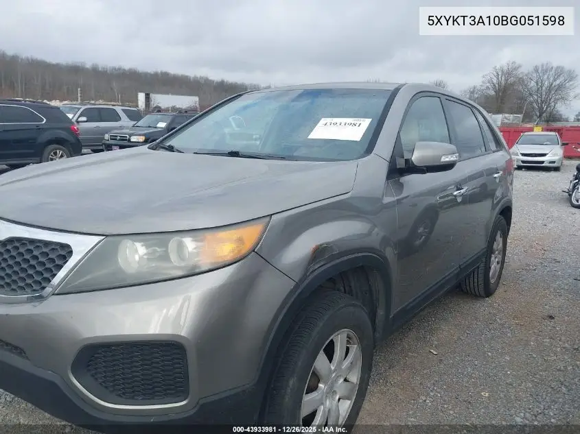 5XYKT3A10BG051598 2011 Kia Sorento Lx