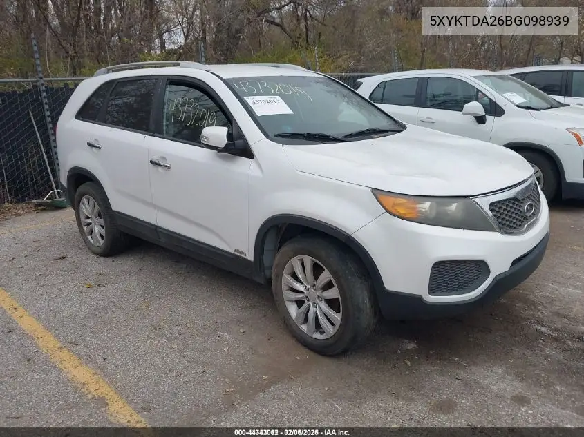 5XYKTDA26BG098939 2011 Kia Sorento Lx V6