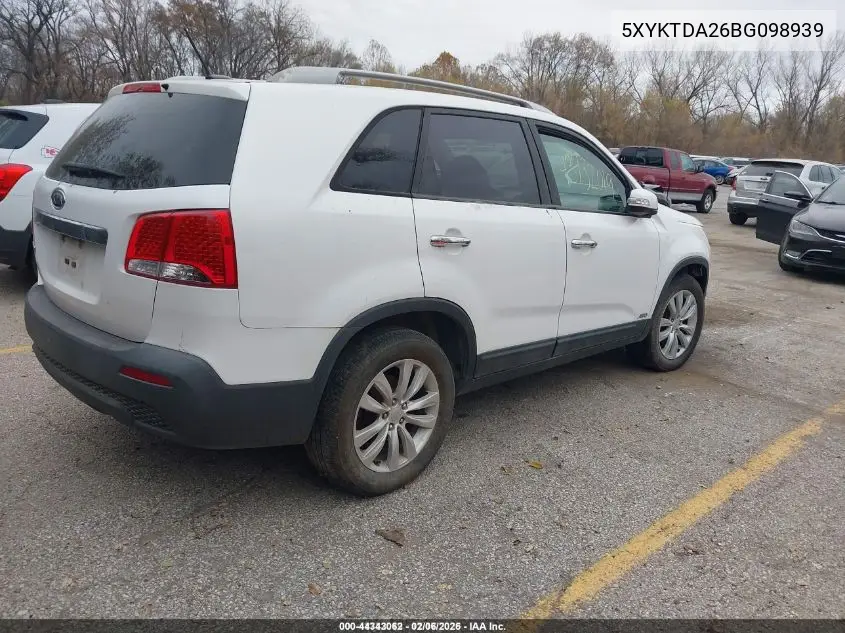 5XYKTDA26BG098939 2011 Kia Sorento Lx V6