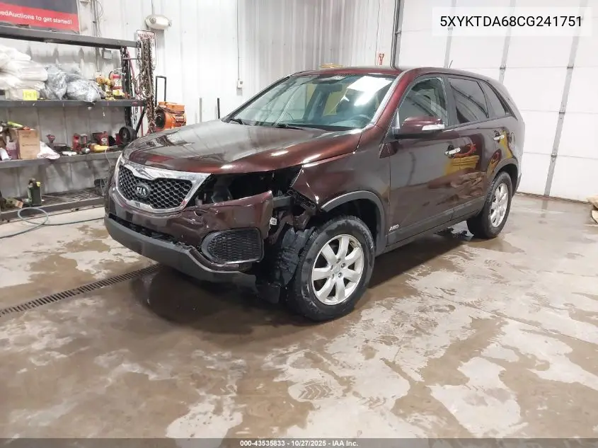 5XYKTDA68CG241751 2012 Kia Sorento Lx