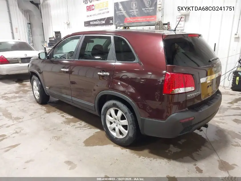 5XYKTDA68CG241751 2012 Kia Sorento Lx