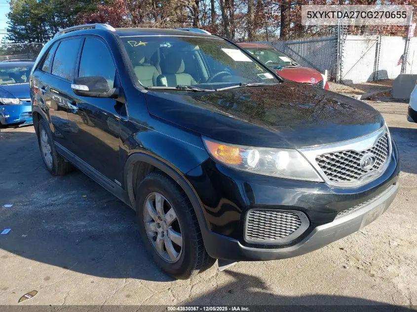 5XYKTDA27CG270655 2012 Kia Sorento Lx V6