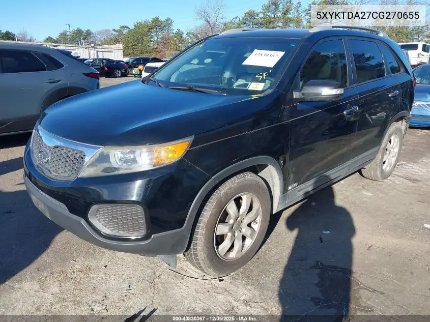 5XYKTDA27CG270655 2012 Kia Sorento Lx V6