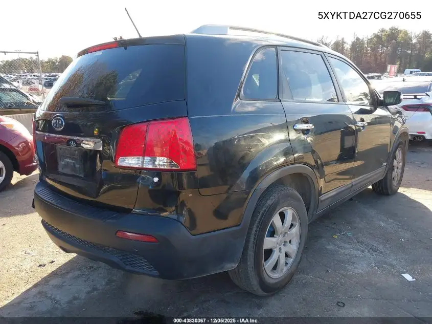 5XYKTDA27CG270655 2012 Kia Sorento Lx V6