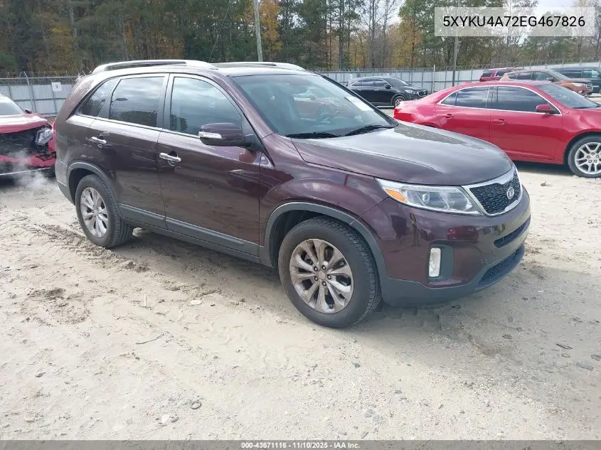 5XYKU4A72EG467826 2014 Kia Sorento Ex V6