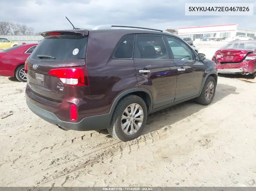 5XYKU4A72EG467826 2014 Kia Sorento Ex V6