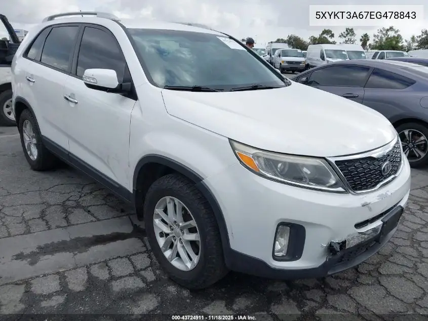 5XYKT3A67EG478843 2014 Kia Sorento Lx
