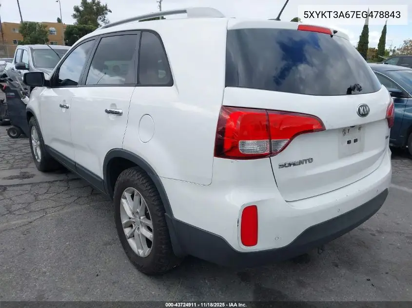 5XYKT3A67EG478843 2014 Kia Sorento Lx