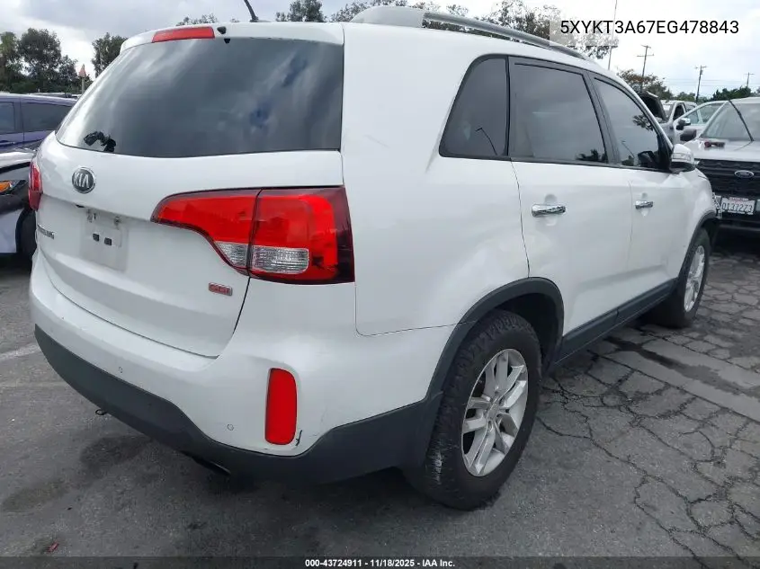 5XYKT3A67EG478843 2014 Kia Sorento Lx