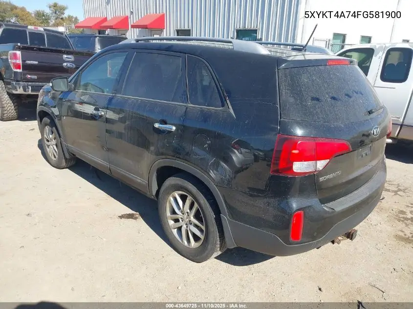 5XYKT4A74FG581900 2015 Kia Sorento Lx V6