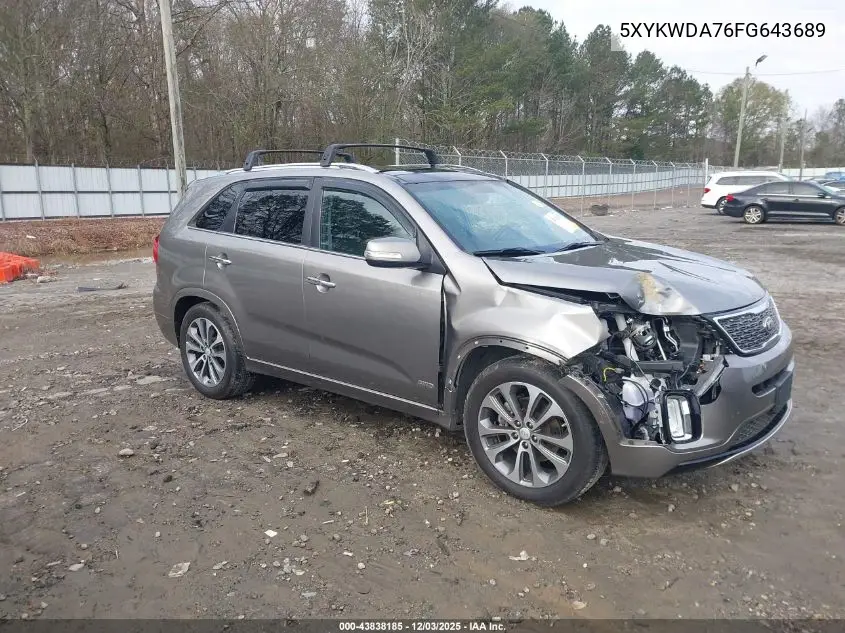5XYKWDA76FG643689 2015 Kia Sorento Sx V6