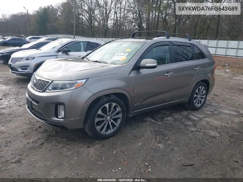 5XYKWDA76FG643689 2015 Kia Sorento Sx V6
