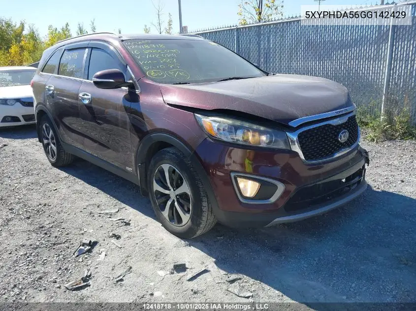 5XYPHDA56GG142429 2016 Kia Sorento
