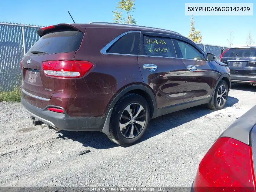 5XYPHDA56GG142429 2016 Kia Sorento