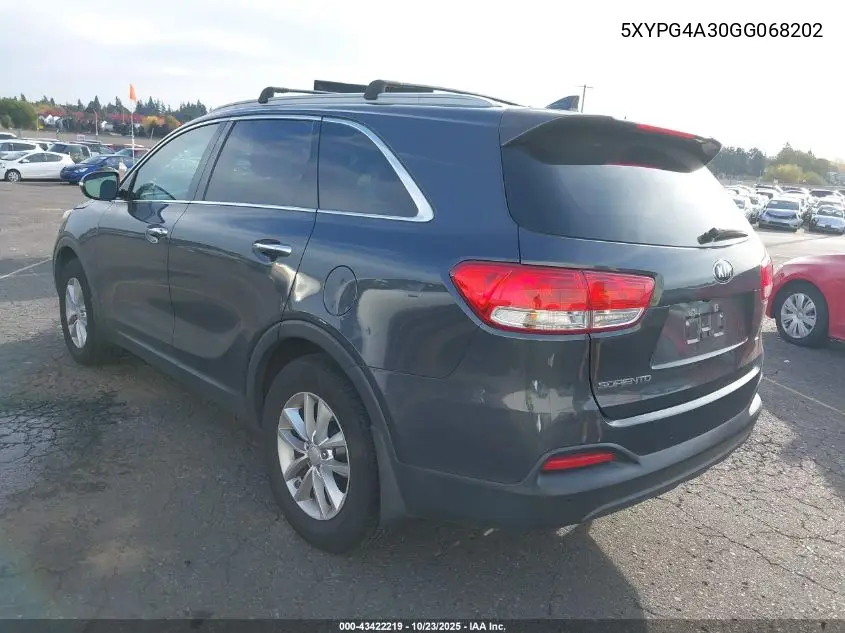 5XYPG4A30GG068202 2016 Kia Sorento 2.4L Lx
