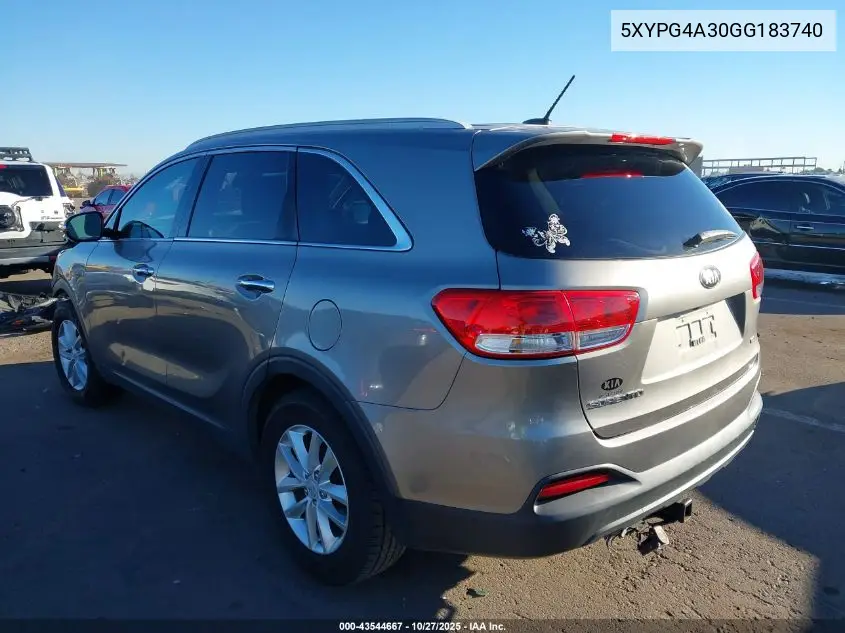5XYPG4A30GG183740 2016 Kia Sorento 2.4L Lx