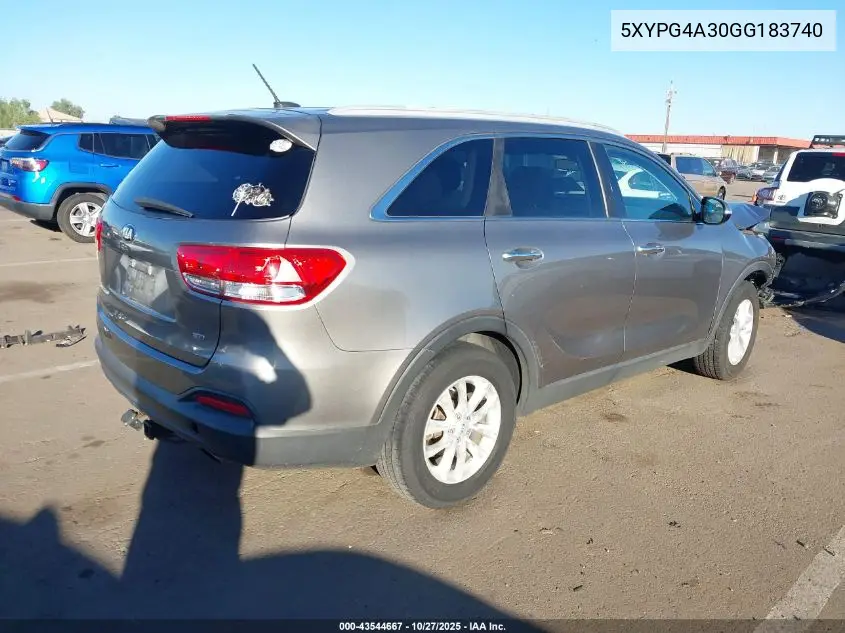 5XYPG4A30GG183740 2016 Kia Sorento 2.4L Lx