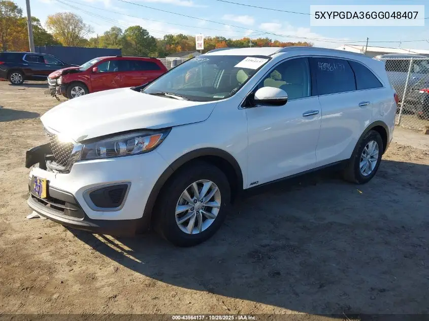 5XYPGDA36GG048407 2016 Kia Sorento 2.4L Lx