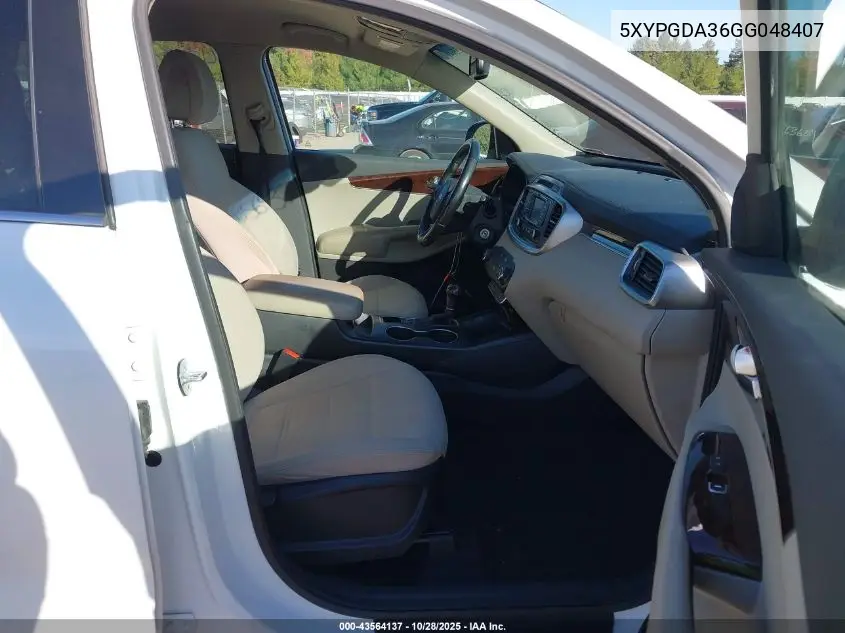 5XYPGDA36GG048407 2016 Kia Sorento 2.4L Lx