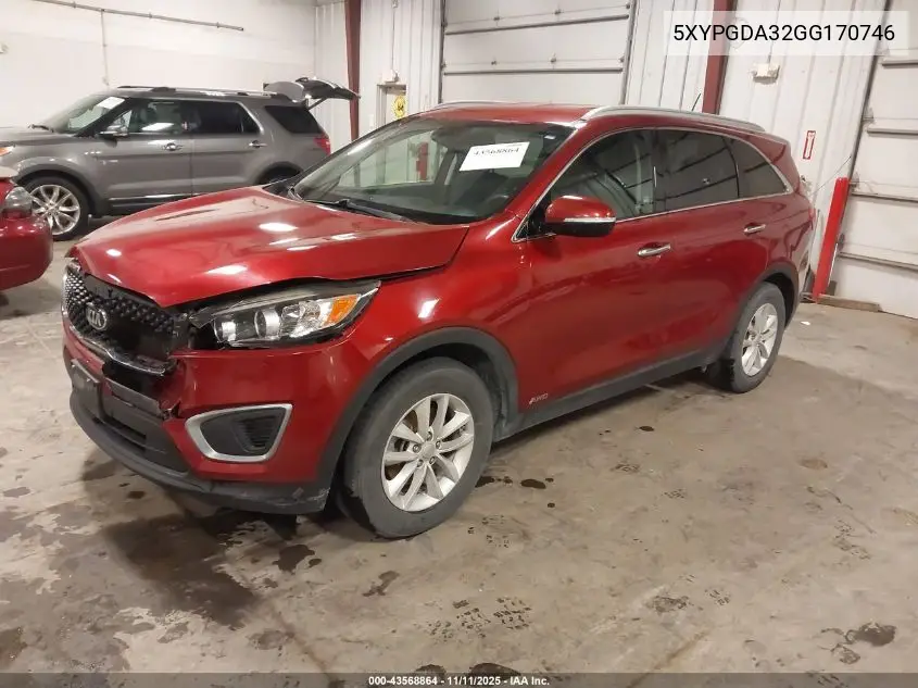 5XYPGDA32GG170746 2016 Kia Sorento 2.4L Lx