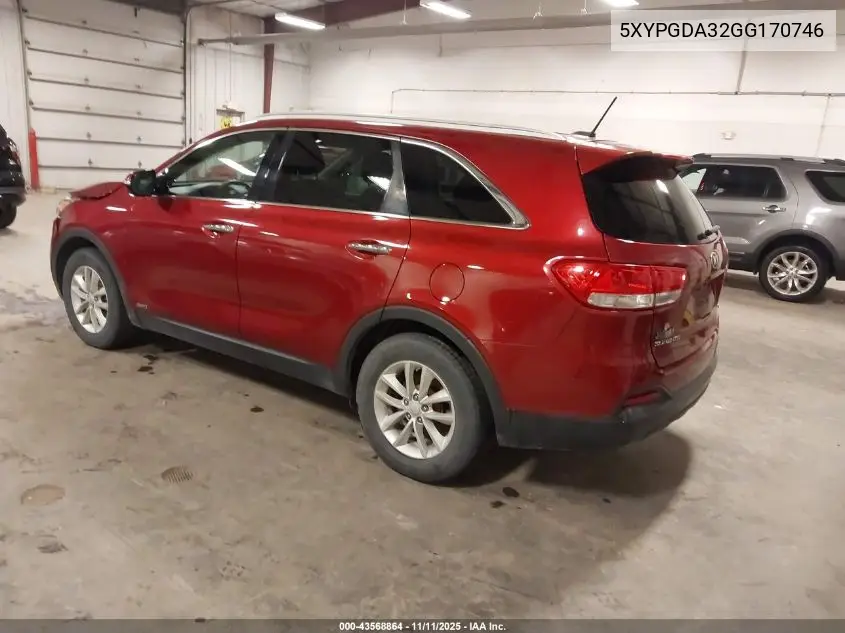 5XYPGDA32GG170746 2016 Kia Sorento 2.4L Lx