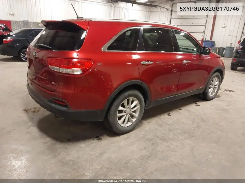 5XYPGDA32GG170746 2016 Kia Sorento 2.4L Lx