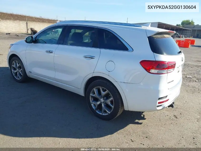 5XYPKDA52GG130604 2016 Kia Sorento 3.3L Sx