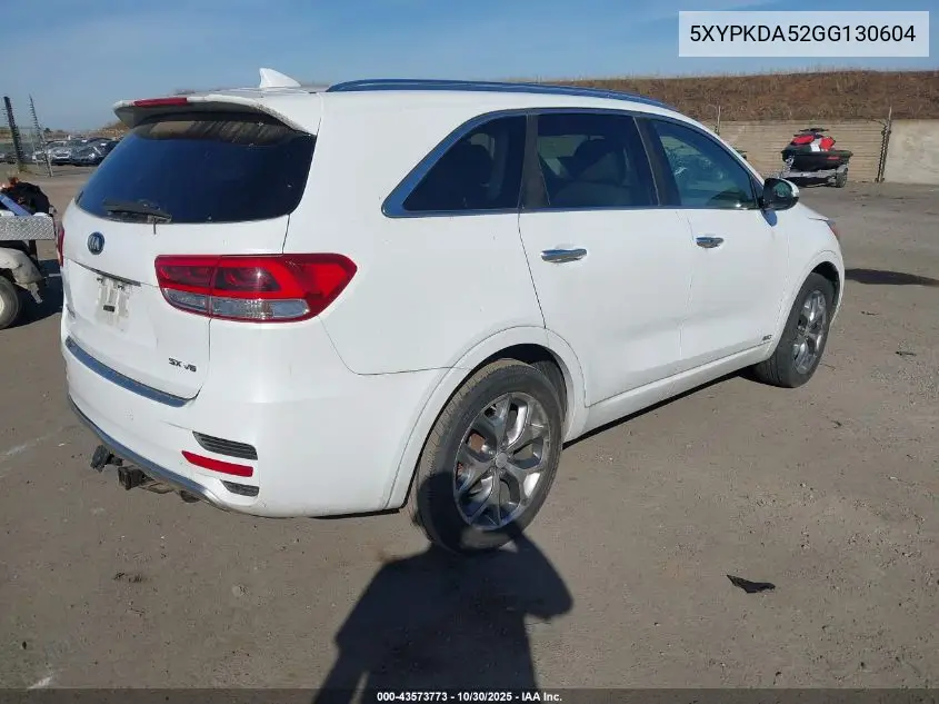 5XYPKDA52GG130604 2016 Kia Sorento 3.3L Sx