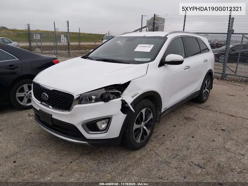 5XYPHDA19GG012321 2016 Kia Sorento 2.0T Ex