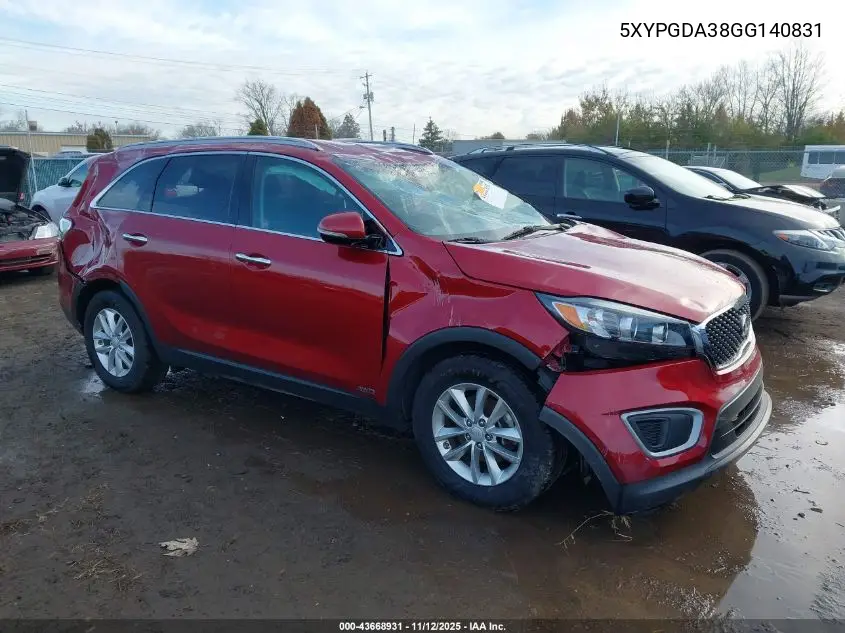 5XYPGDA38GG140831 2016 Kia Sorento 2.4L Lx